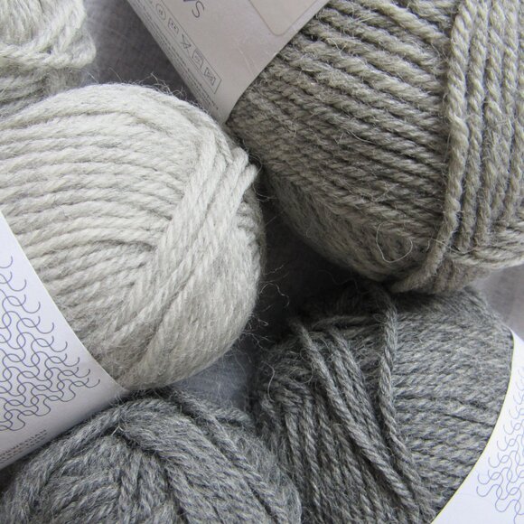 Lot of 6 balls Sandnes Garn PEER GYNT Norwegian wool yarn, 50g each, Grey - Picture 3 of 3